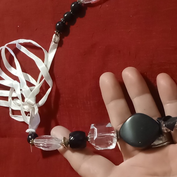 Two's company designer chunky beaded tie back necklace adjustable lengths - Picture 3 of 4